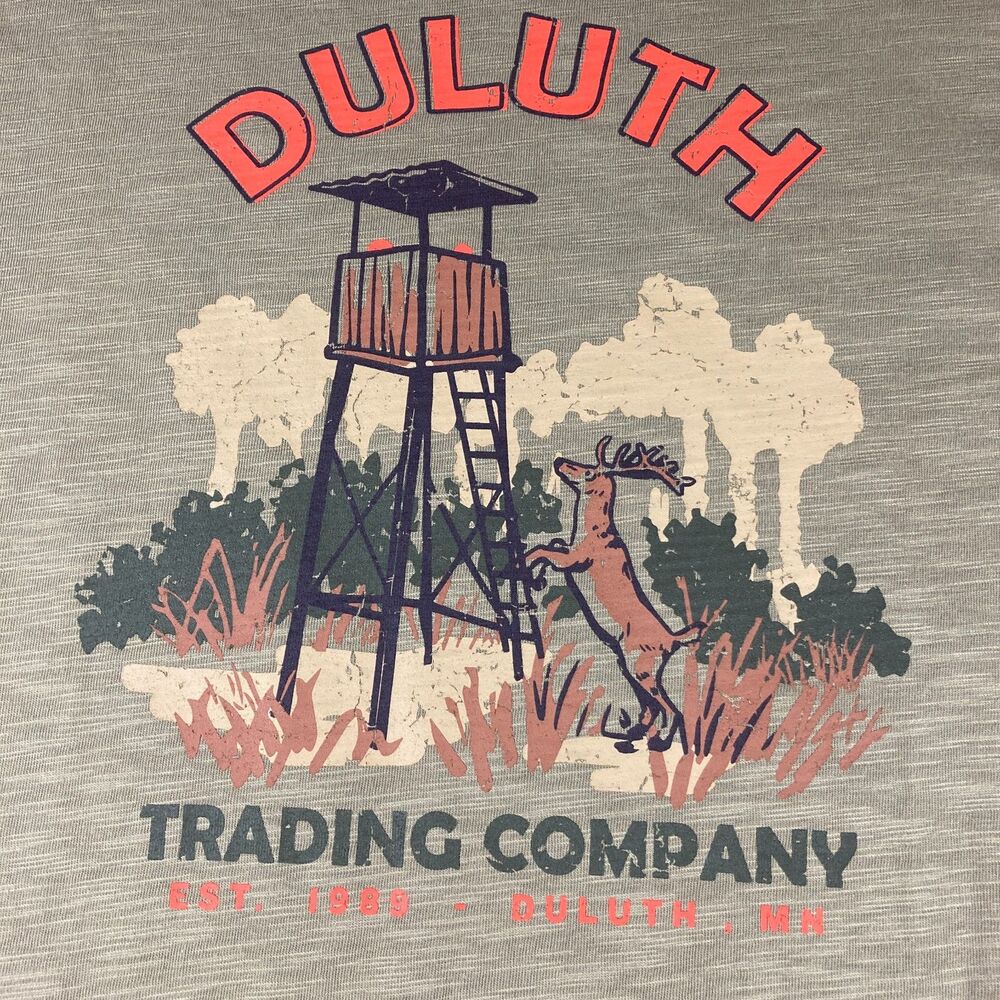 Duluth Trading Men XL Acoustic T Shirt Elmwood Deer Stand Hunting Graphic